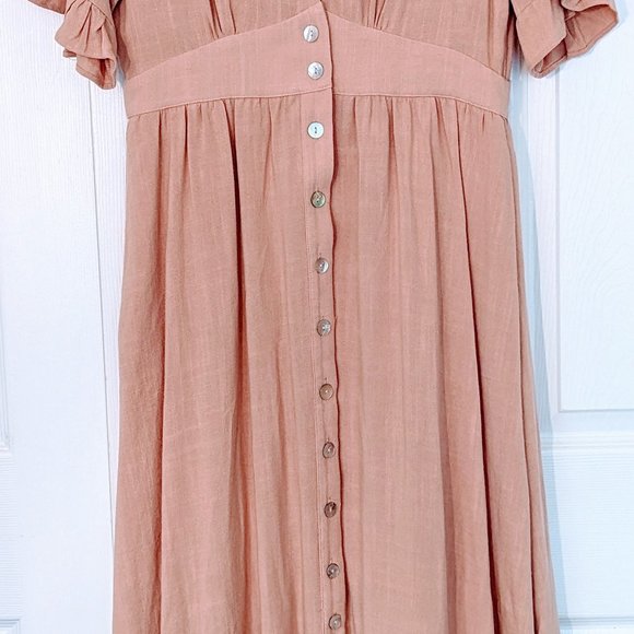 FEMININE & SOFT/Cottagecore Mia/Esther &Co. 100% Linen Dusty Rose Maxi Dress - Picture 2 of 6